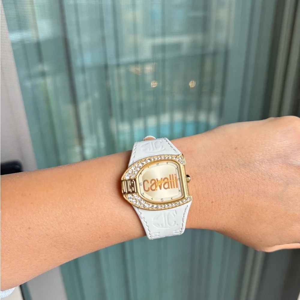 Just Cavalli Gold Plated Stainless Steel JC‎ Logo Women’s Wristwatch 35mm White Just Cavalli Women main image 2